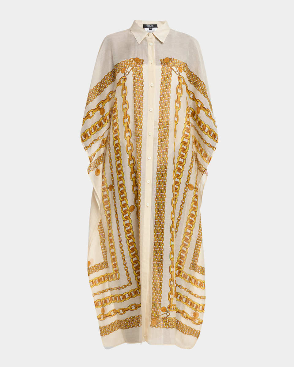 Cotton-Silk Voile Treasure Print Coverup